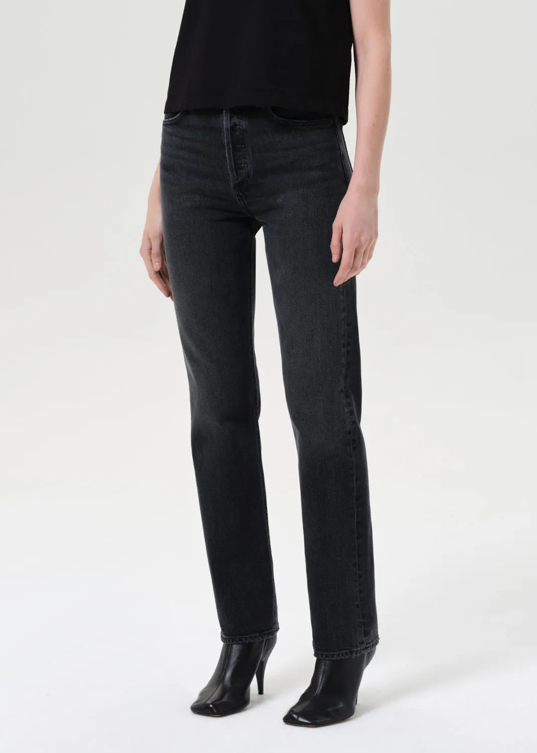 90's Pinch Waist High Rise Straight Long (Weightless Stretch) in Radius sold by Agolde product image thumbnail 4