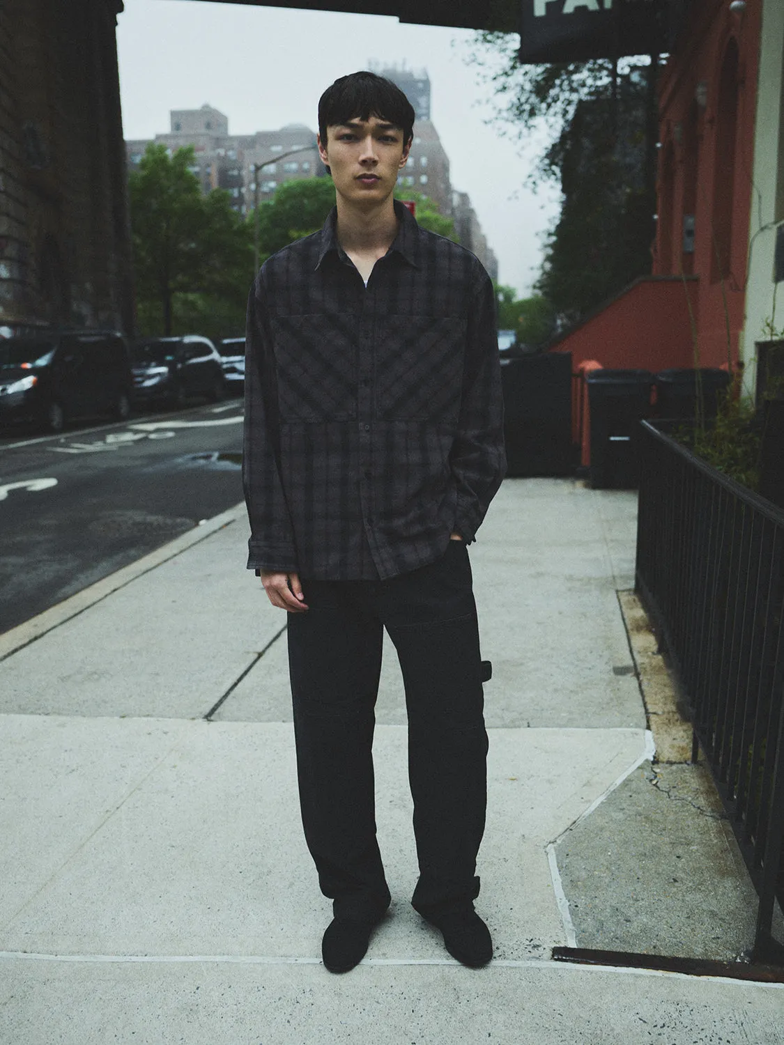 Brennan Shirt in Umbra Check/Mirage sold by Agolde