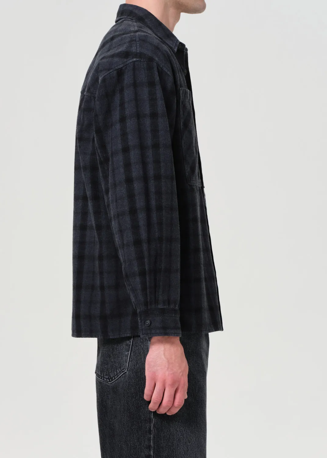 Brennan Shirt in Umbra Check/Mirage sold by Agolde product image thumbnail 4