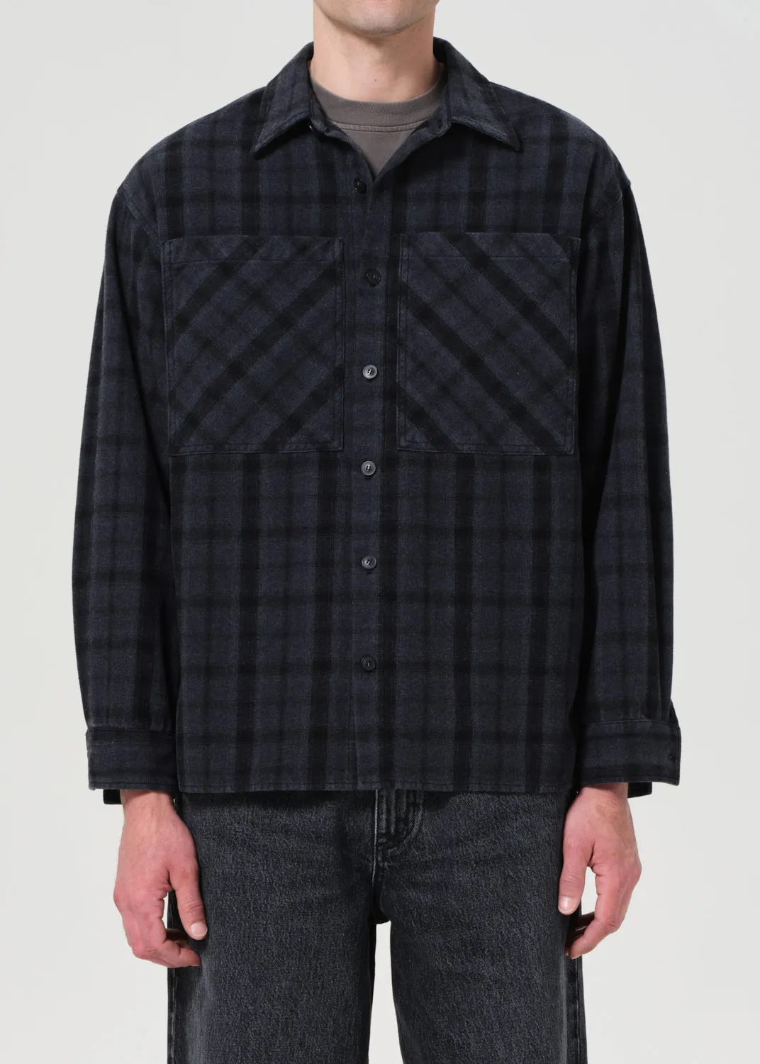 Brennan Shirt in Umbra Check/Mirage sold by Agolde product image thumbnail 5