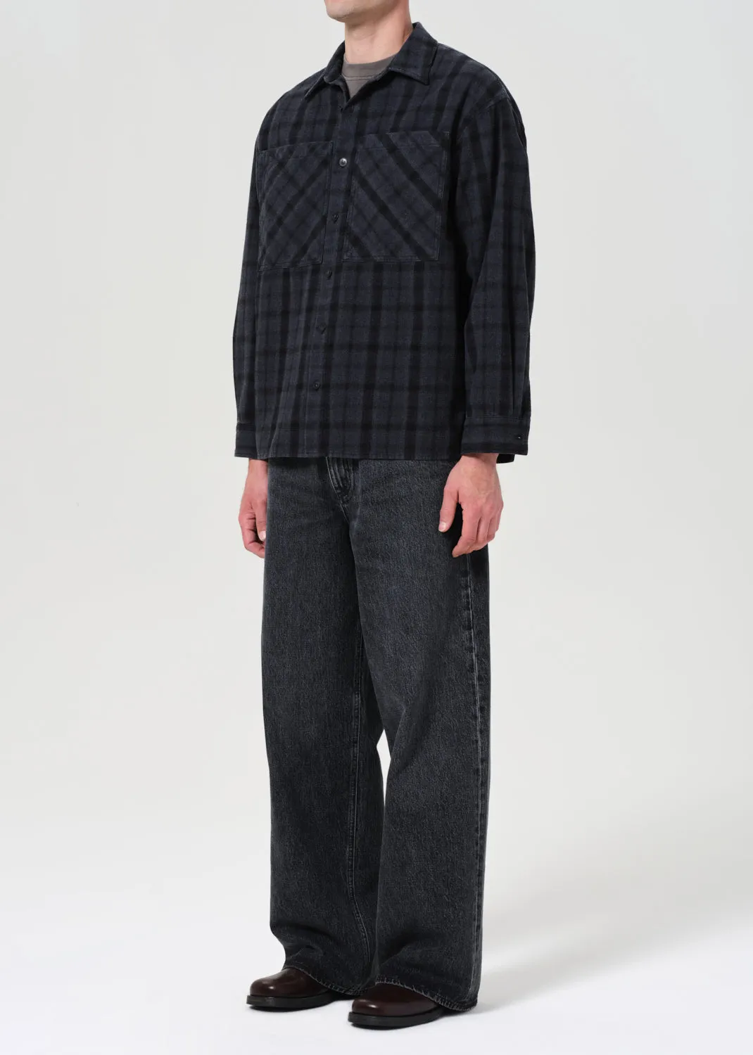 Brennan Shirt in Umbra Check/Mirage sold by Agolde product image thumbnail 3