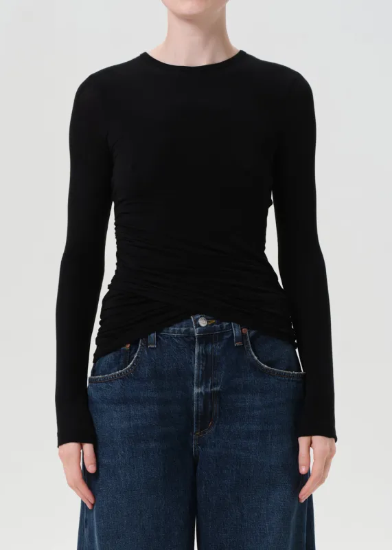 Eve Twist Tee in Black sold by Agolde