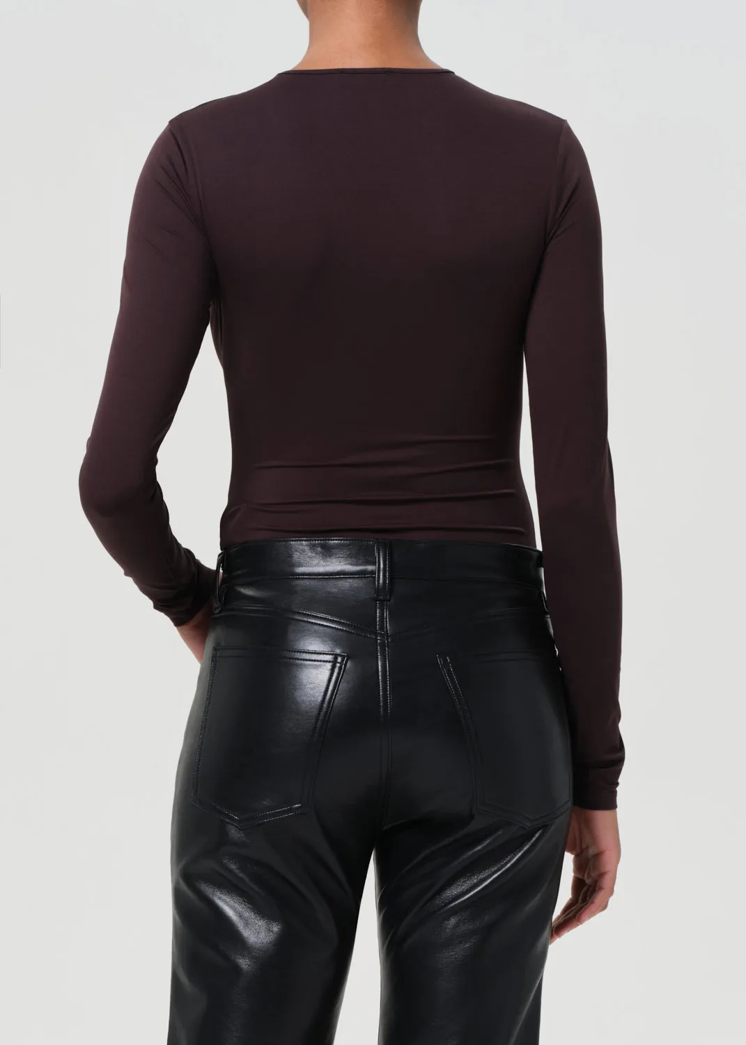 Aura Long Sleeve Bodysuit in Chocolate sold by Agolde product image thumbnail 2