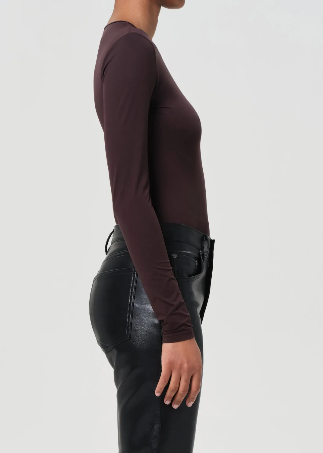 Aura Long Sleeve Bodysuit in Chocolate sold by Agolde product image thumbnail 3