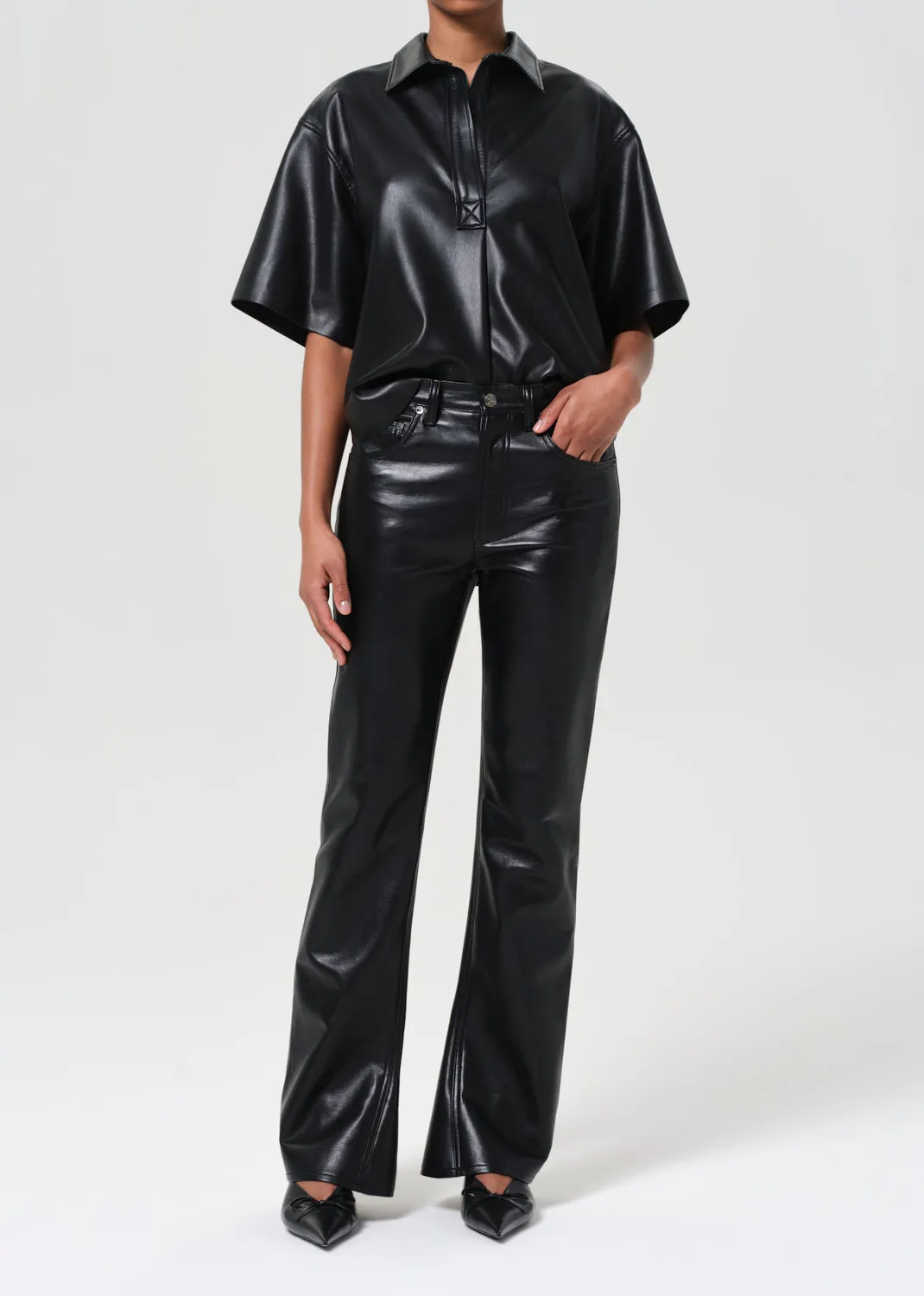 Mid Rise Kick Boot (Recycled Leather) in Detox sold by Agolde