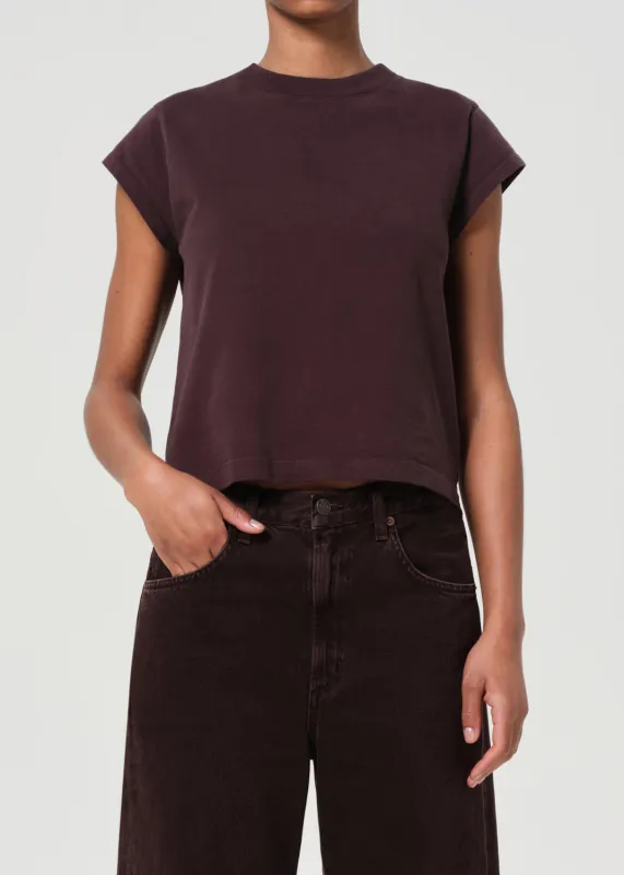 Bryce Cap Sleeve Tee in Root made by Agolde