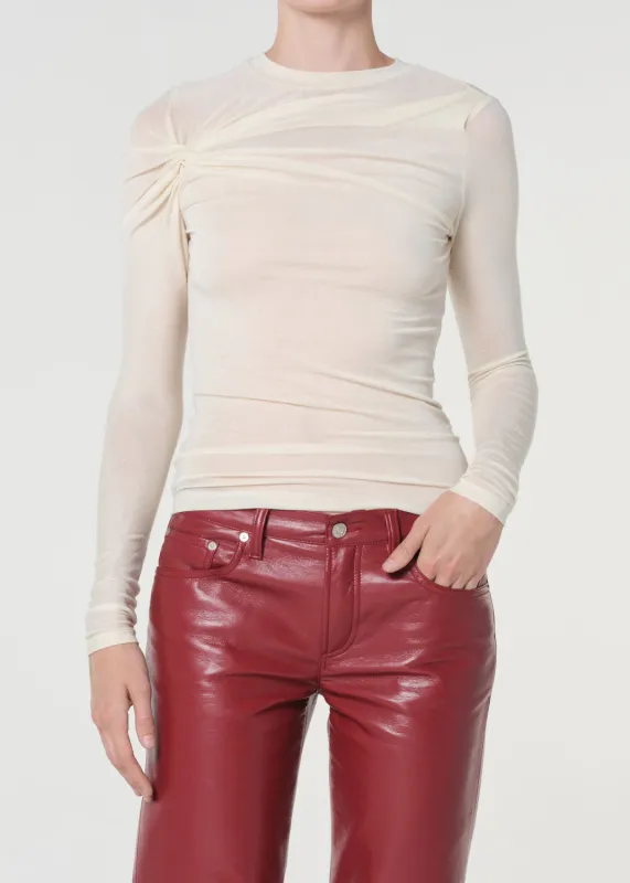 Lissa Long Sleeve Tee in Oat Milk sold by Agolde