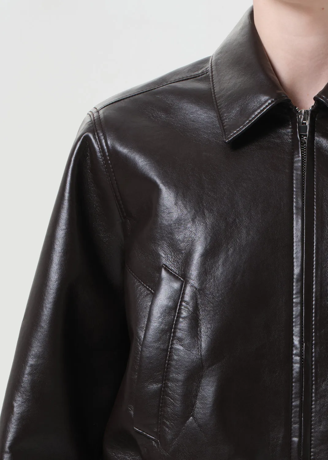 Essie Recycled Leather Cropped Jacket in Chocolate sold by Agolde product image thumbnail 5