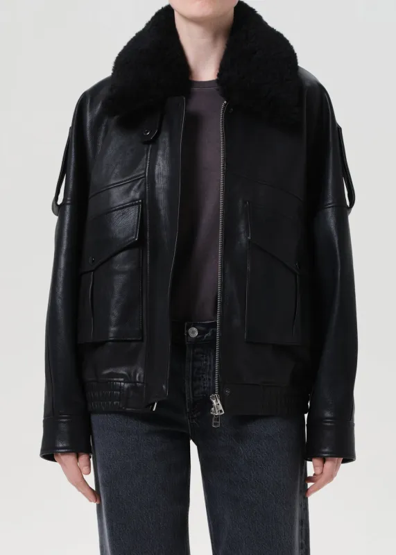 Avril Leather Jacket in Black sold by Agolde