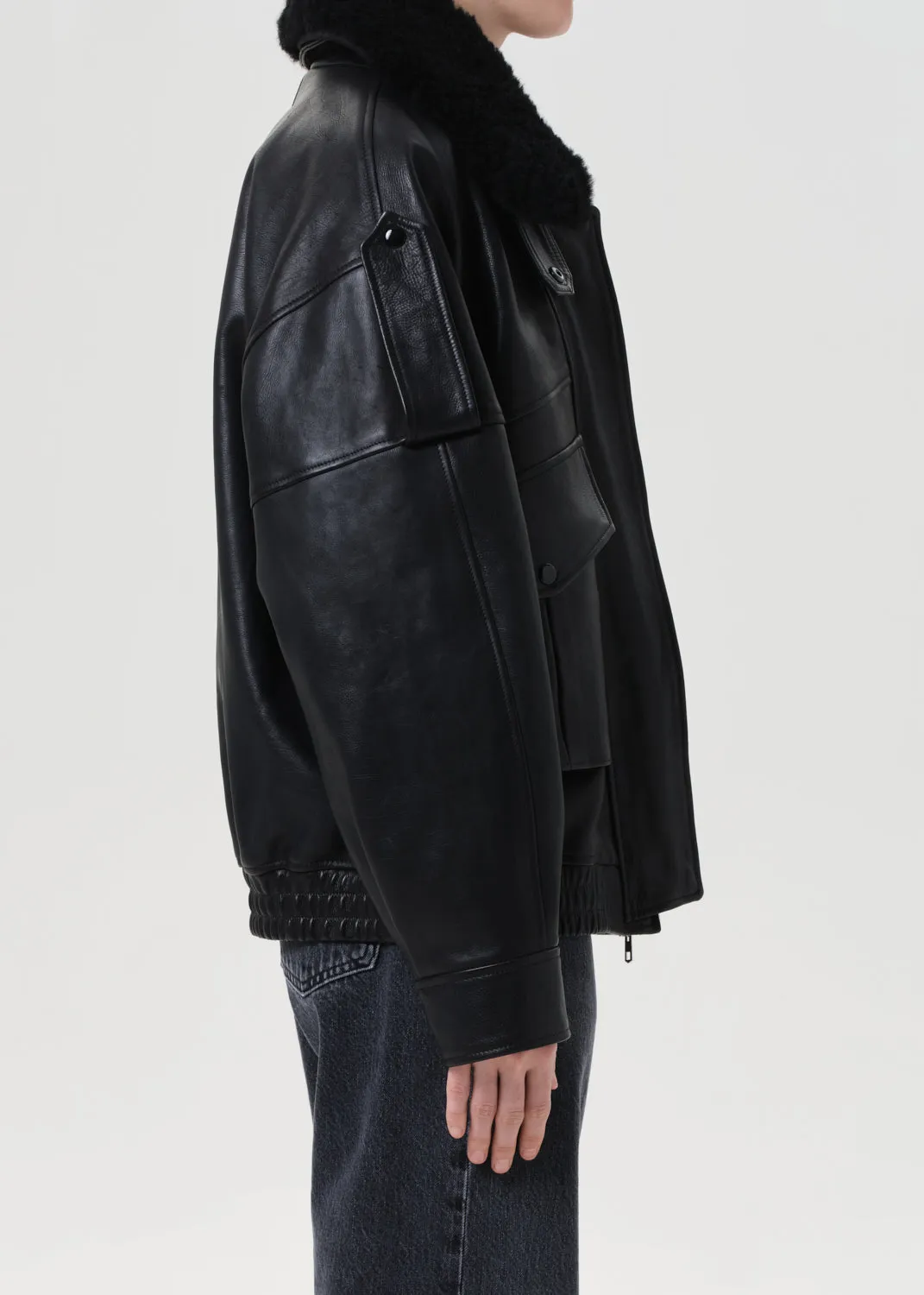 Avril Leather Jacket in Black sold by Agolde product image thumbnail 3