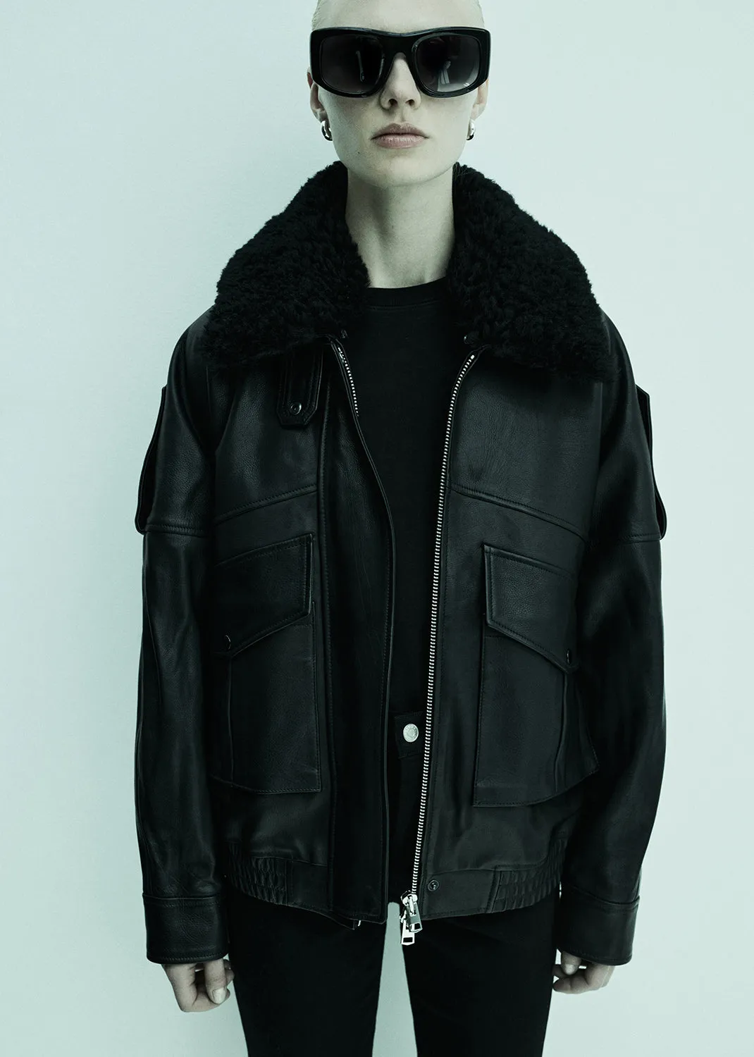 Avril Leather Jacket in Black sold by Agolde product image thumbnail 2