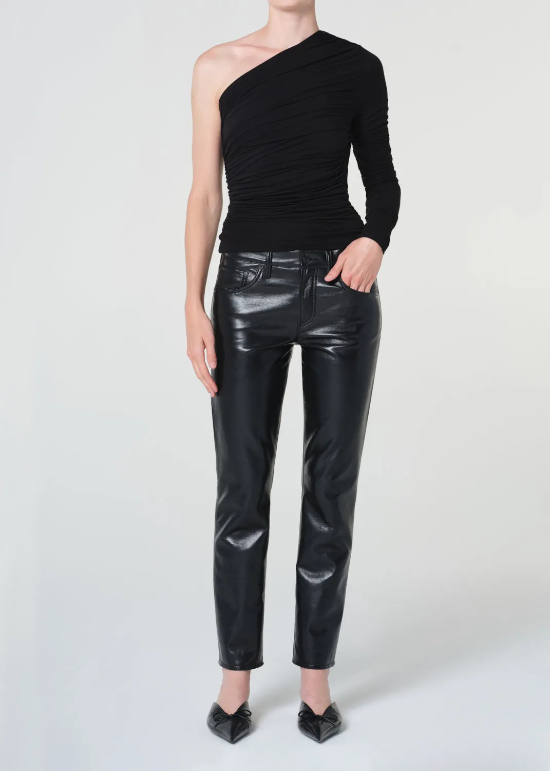 Cocktail Ankle Jean (Recycled Leather) in Detox sold by Agolde