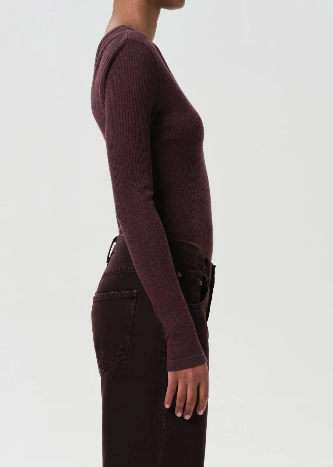 Darla Double V Bodysuit in Raisin sold by Agolde product image thumbnail 3