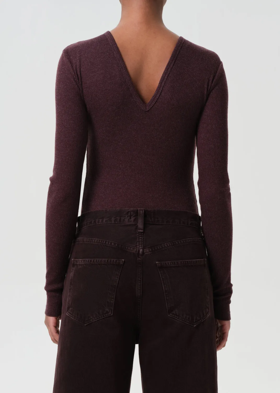 Darla Double V Bodysuit in Raisin sold by Agolde product image thumbnail 2