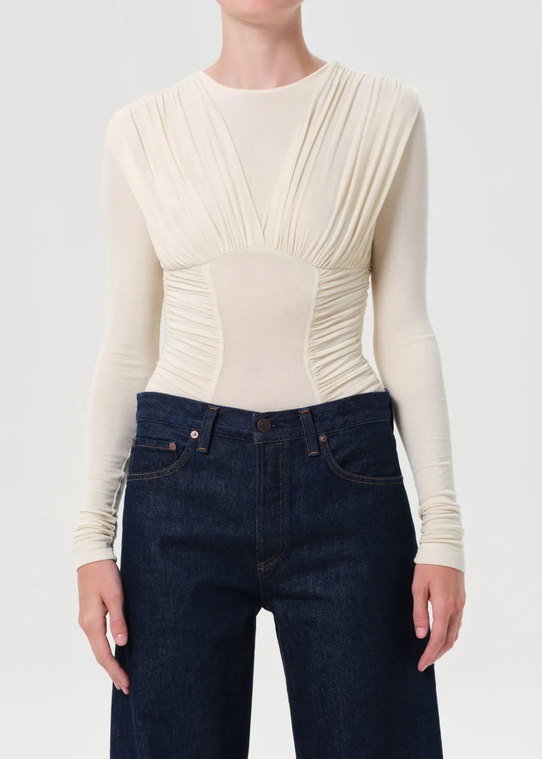 Abbi Bodysuit in Oat Milk sold by Agolde