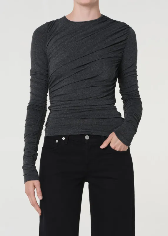 Tania Twist Tee in Charcoal Heather sold by Agolde