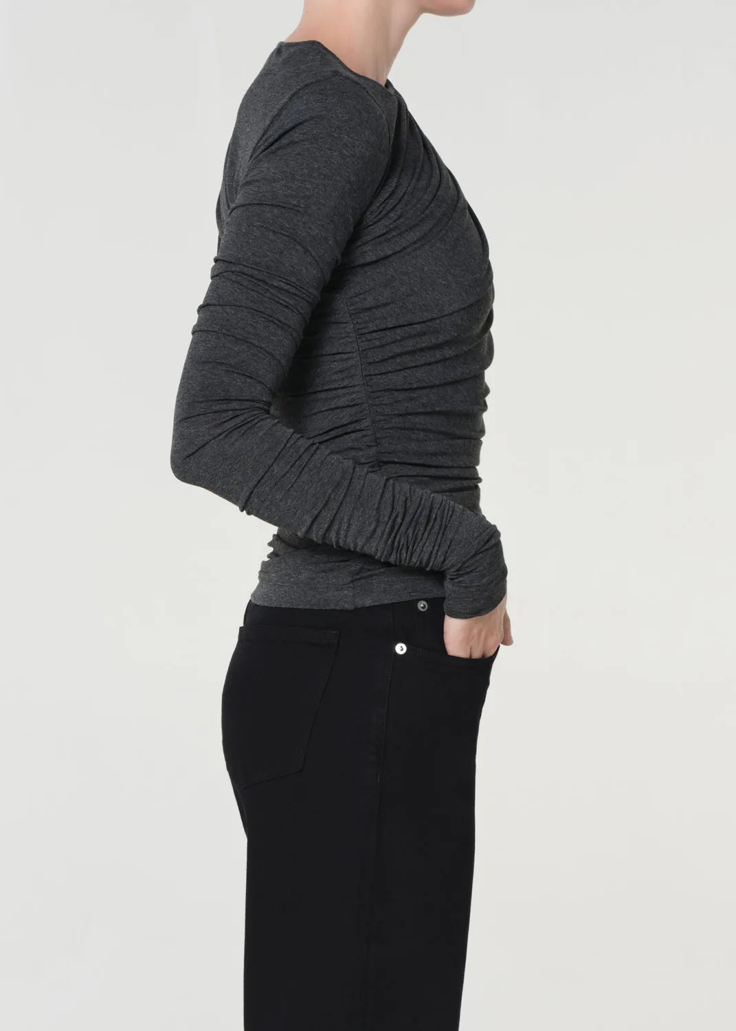 Tania Twist Tee in Charcoal Heather sold by Agolde product image thumbnail 3