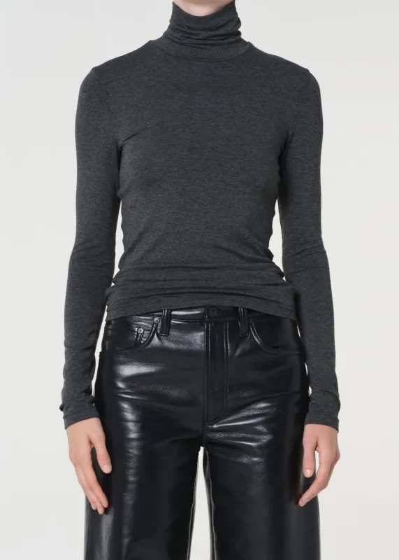 Pascale Turtleneck in Charcoal Heather sold by Agolde