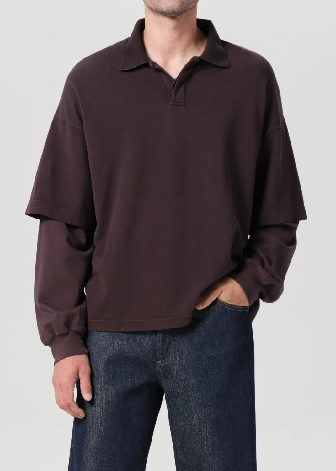 Curren Double Sleeve Polo in Elysian sold by Agolde product image thumbnail 2