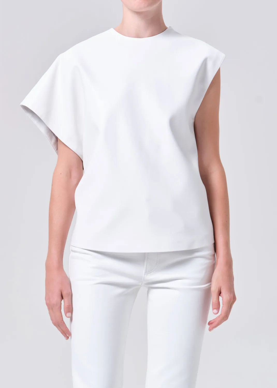 Corrine Tee (Vegan Leather) in Collagen sold by Agolde