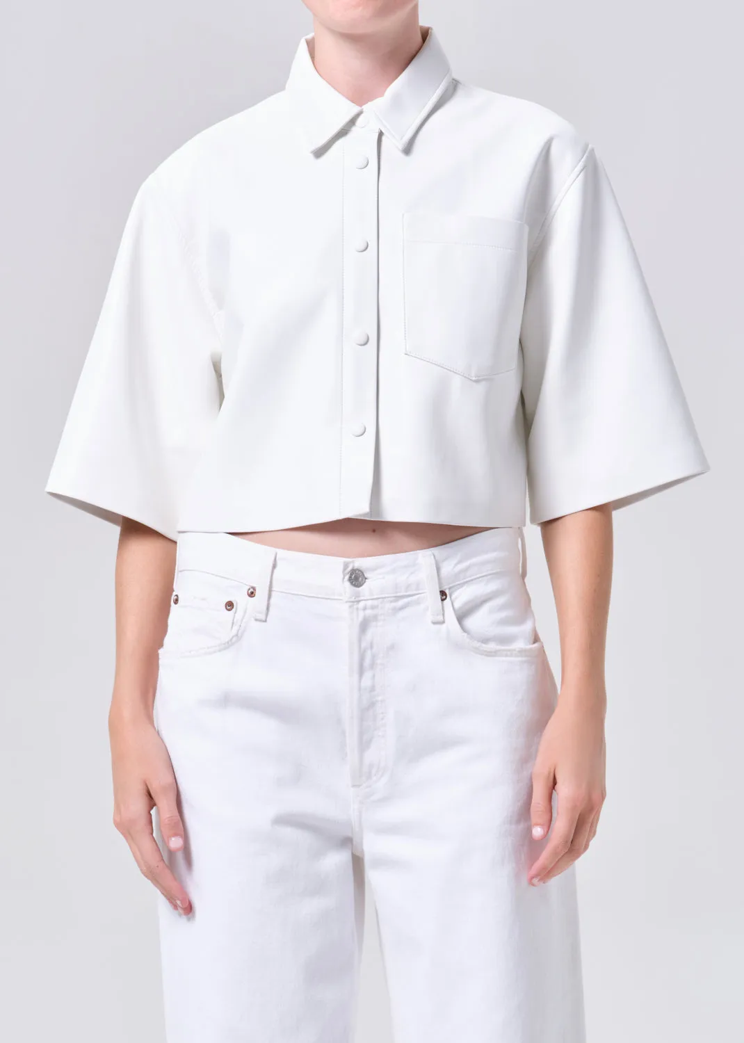 Tomine Shirt (Vegan Leather) in Collagen sold by Agolde