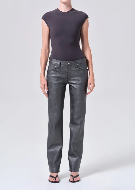 Low Rise Slim (Recycled Leather) in Gunmetal sold by Agolde