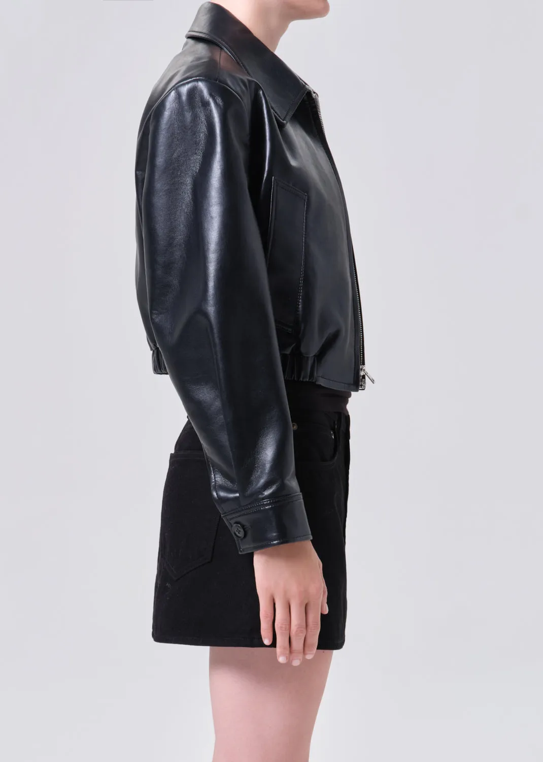 Nahla Cropped Jacket (Recycled Leather) in Detox sold by Agolde product image thumbnail 3