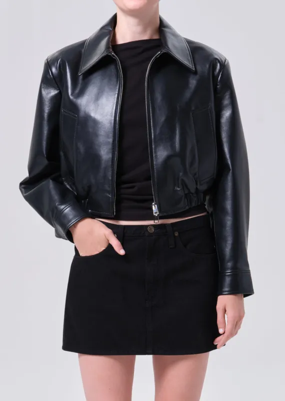 Nahla Cropped Jacket (Recycled Leather) in Detox sold by Agolde