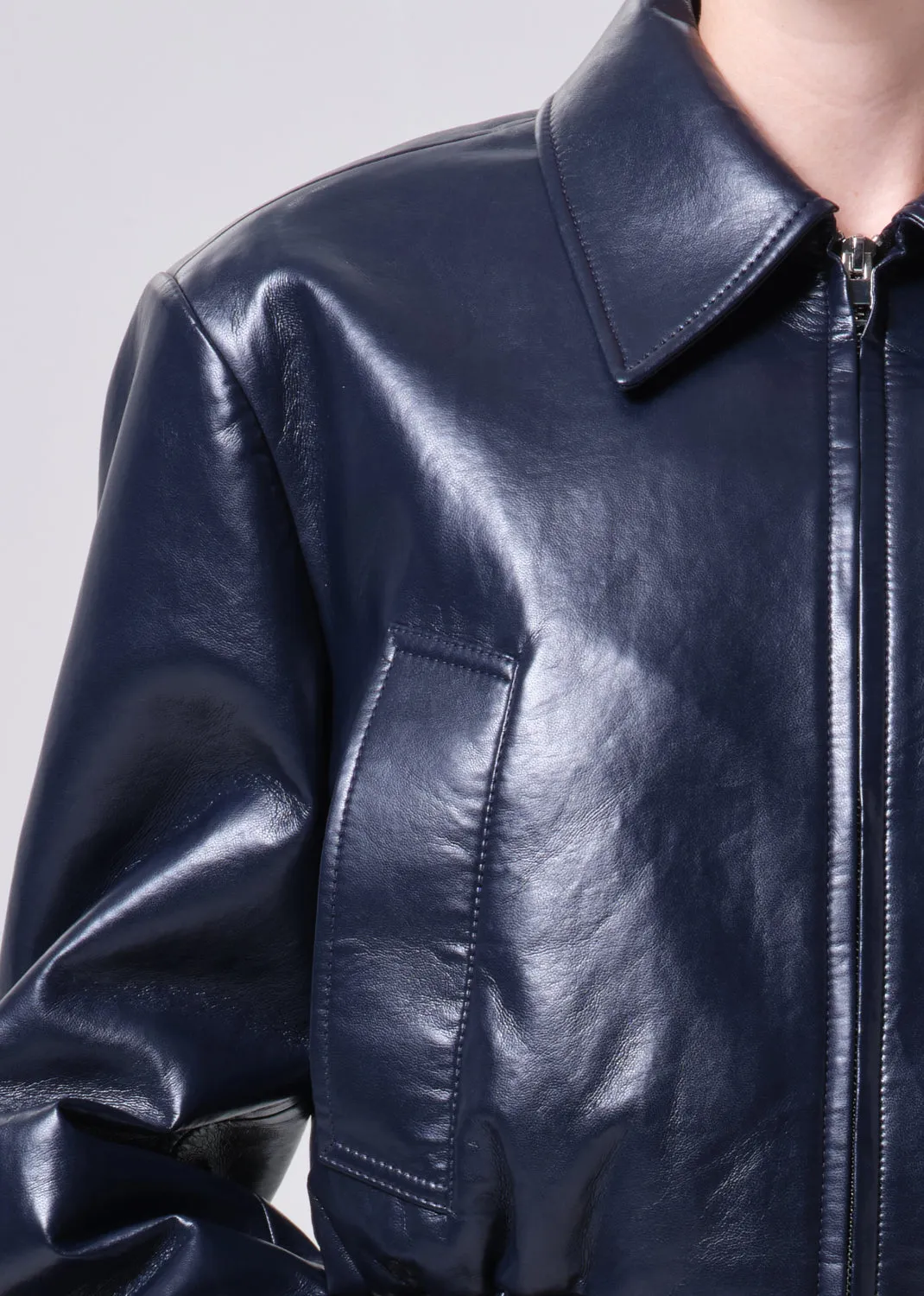 Nahla Cropped Jacket (Recycled Leather) in Navy sold by Agolde product image thumbnail 5