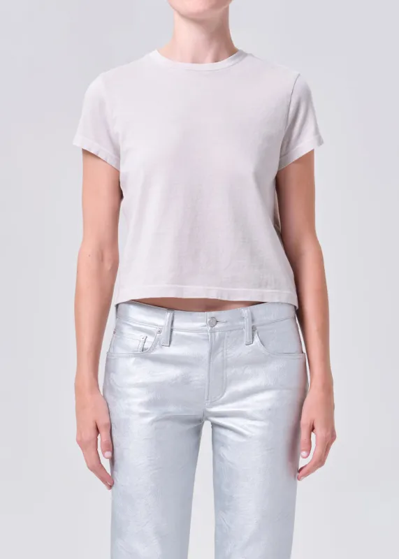 Adine Shrunken Tee in Bone sold by Agolde