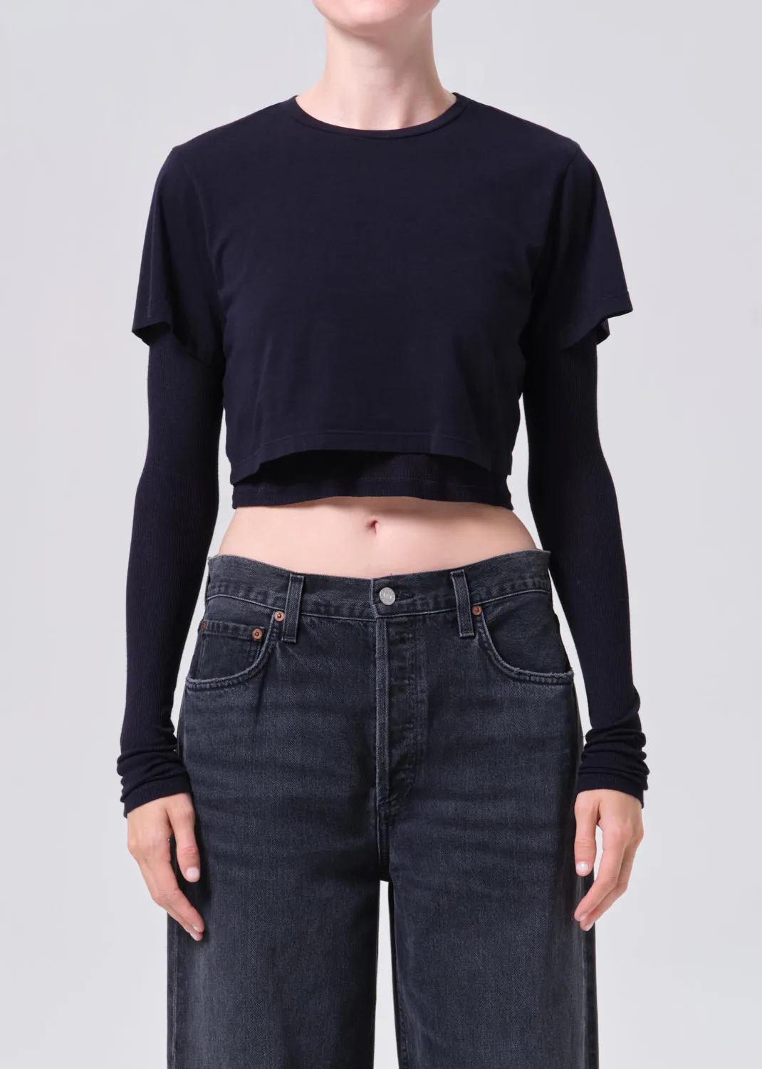 Romily Tee in Blackened Navy sold by Agolde