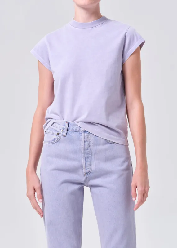 Bryce Cap Sleeve Tee in Acid Lilac made by Agolde