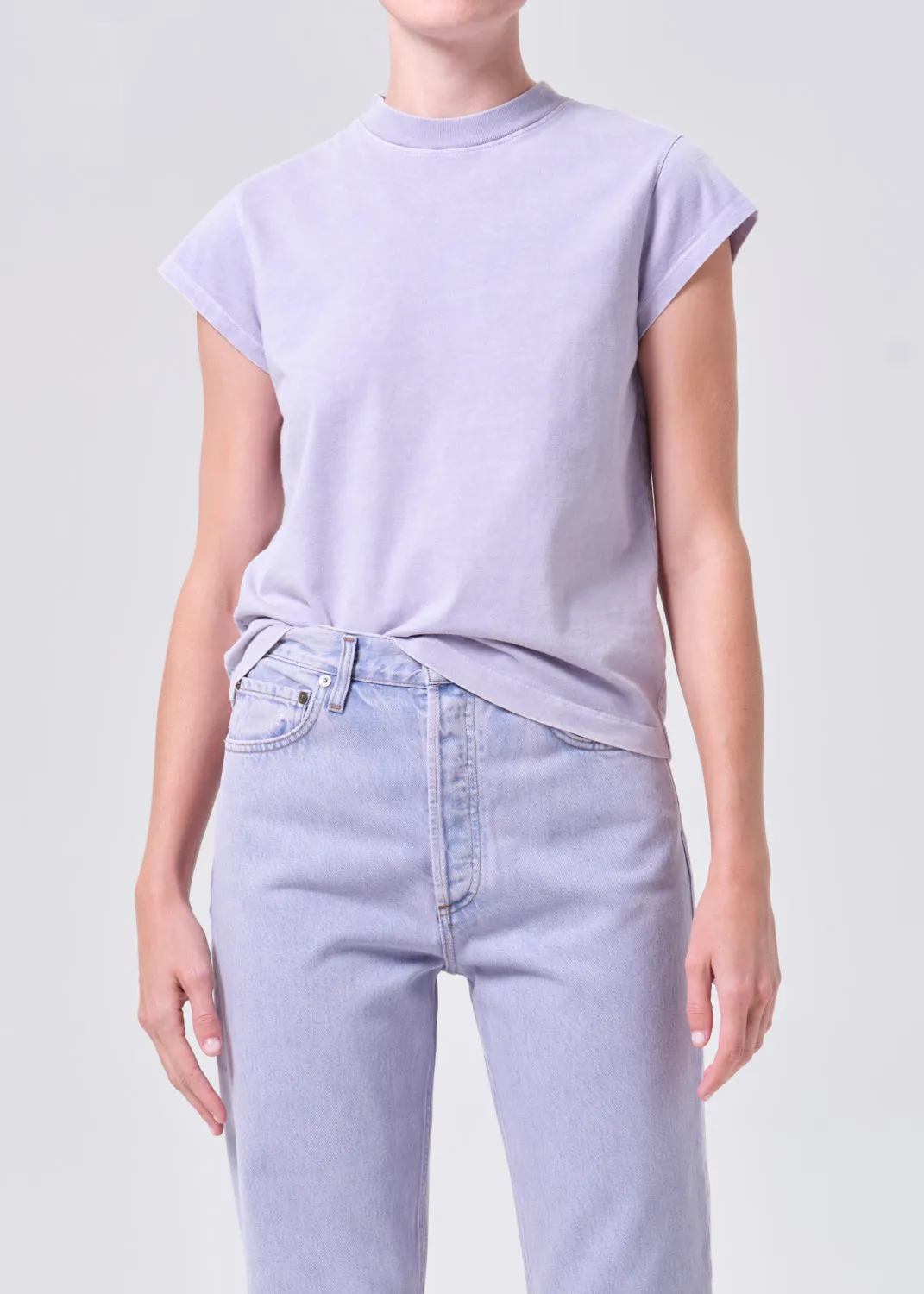 Bryce Cap Sleeve Tee in Acid Lilac sold by Agolde