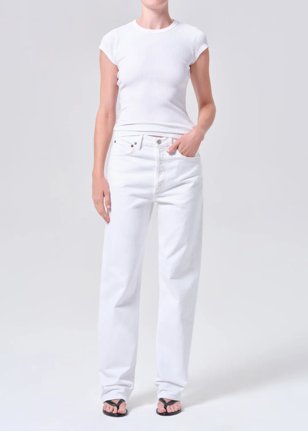 90's Mid Rise Straight 32" in Marshmallow sold by Agolde
