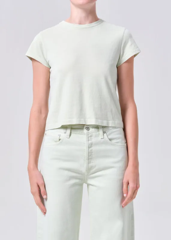 Adine Shrunken Tee in Mint Cream sold by Agolde