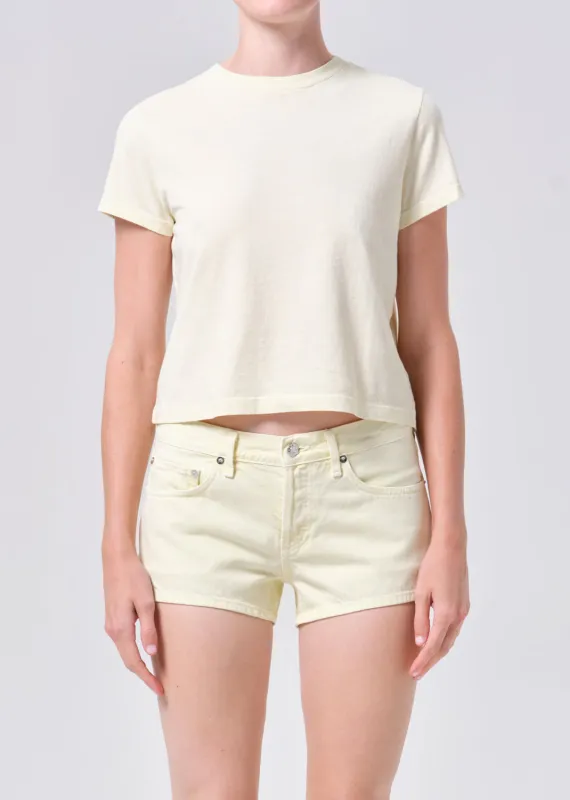 Adine Shrunken Tee in Lemon Drop made by Agolde