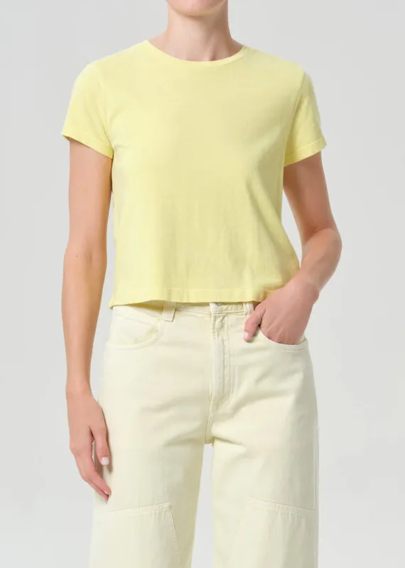 Adine Shrunken Tee in Canary sold by Agolde