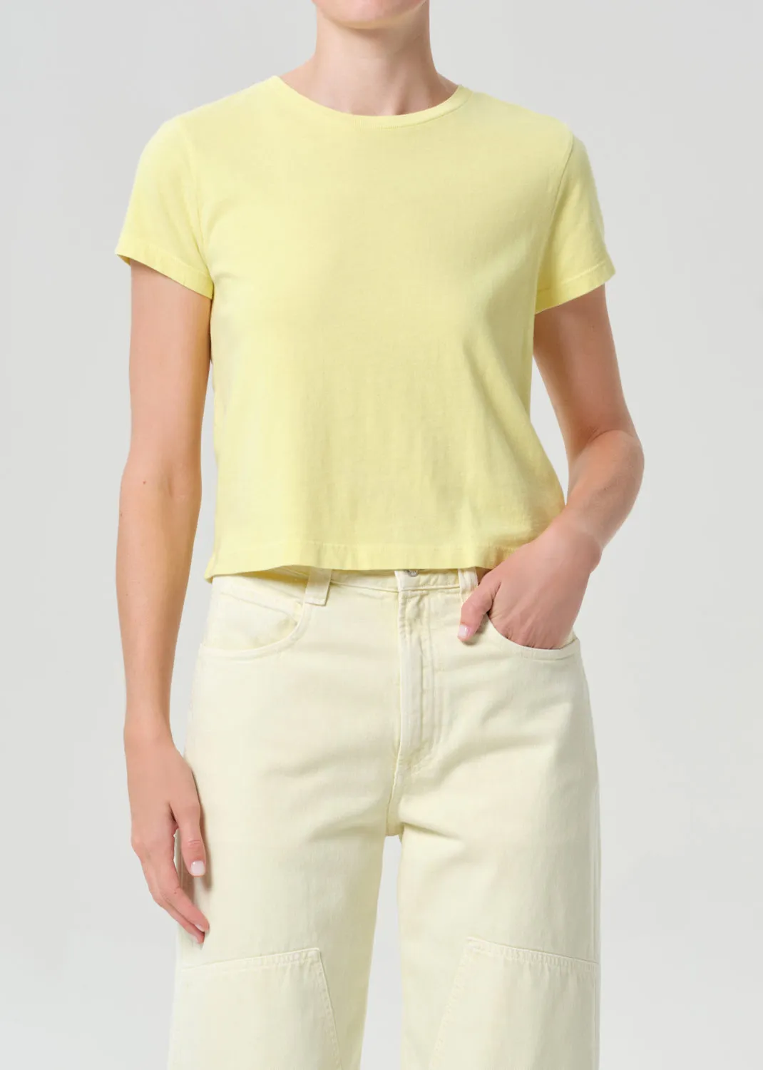 Adine Shrunken Tee in Canary sold by Agolde