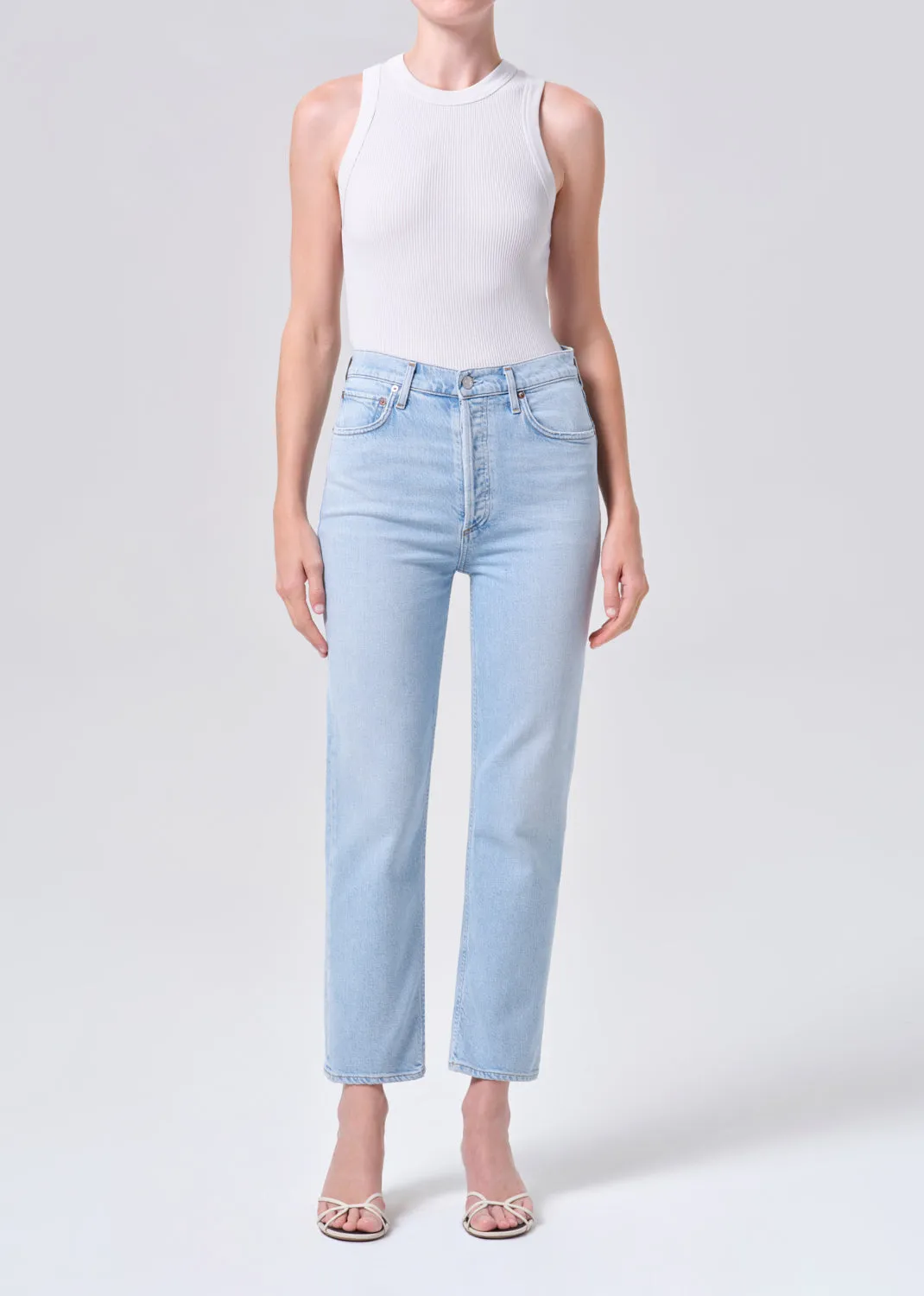 90's Pinch Waist Crop (Weightless Stretch) in Flaunt sold by Agolde