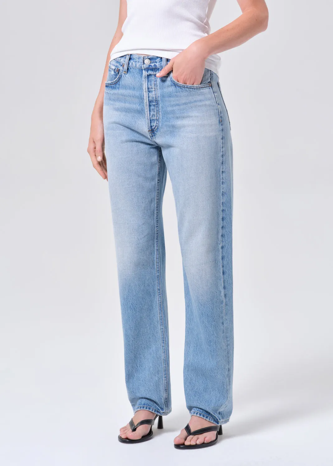 90's Mid Rise Straight 32" (Weightless) in Stream sold by Agolde product image thumbnail 4