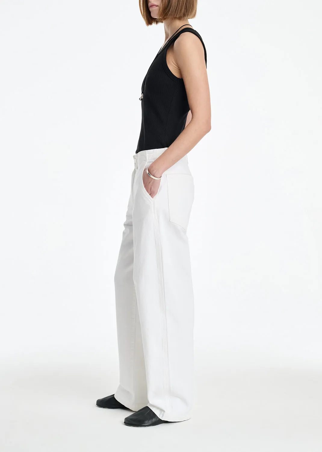 AGOLDE X MARIA MCMANUS Trouser Wide Leg Jean in White Cotton sold by Agolde product image thumbnail 3
