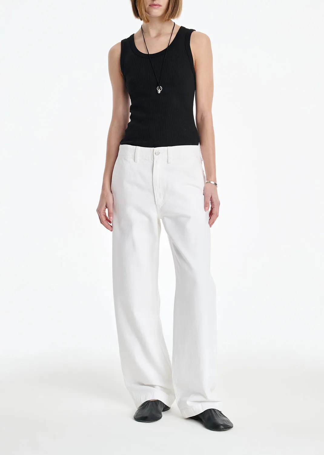 AGOLDE X MARIA MCMANUS Trouser Wide Leg Jean in White Cotton sold by Agolde