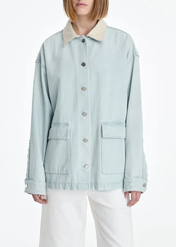 AGOLDE x MARIA MCMANUS Oversized Field Jacket in Washed Pale Indigo sold by Agolde