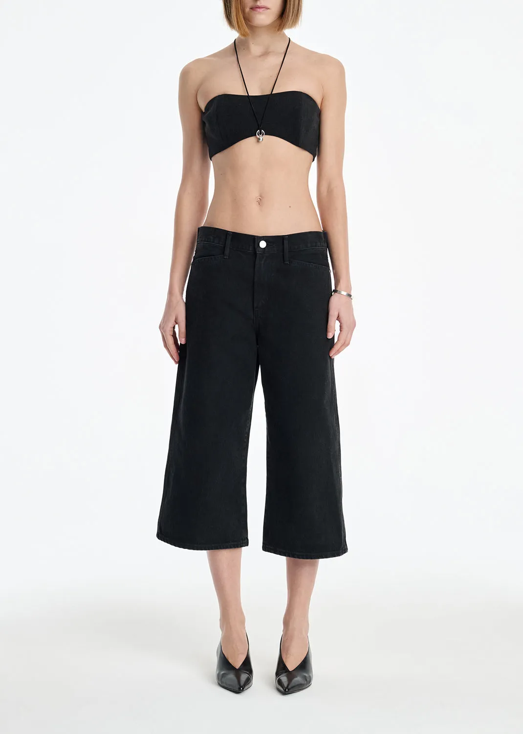 AGOLDE x MARIA MCMANUS Denim Bra in Washed Black sold by Agolde