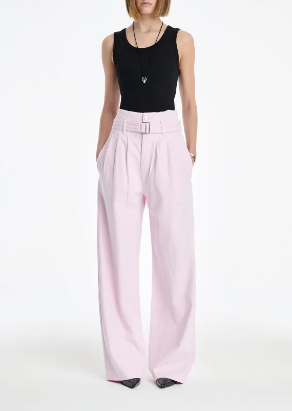 AGOLDE x MARIA MCMANUS Corset Wide Leg Jean (Flyweight) in Stone Wash Powder Pink made by Agolde