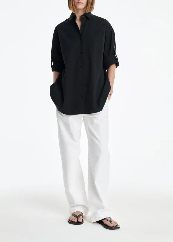 AGOLDE x MARIA MCMANUS A-Line Shirt Poplin in Black sold by Agolde