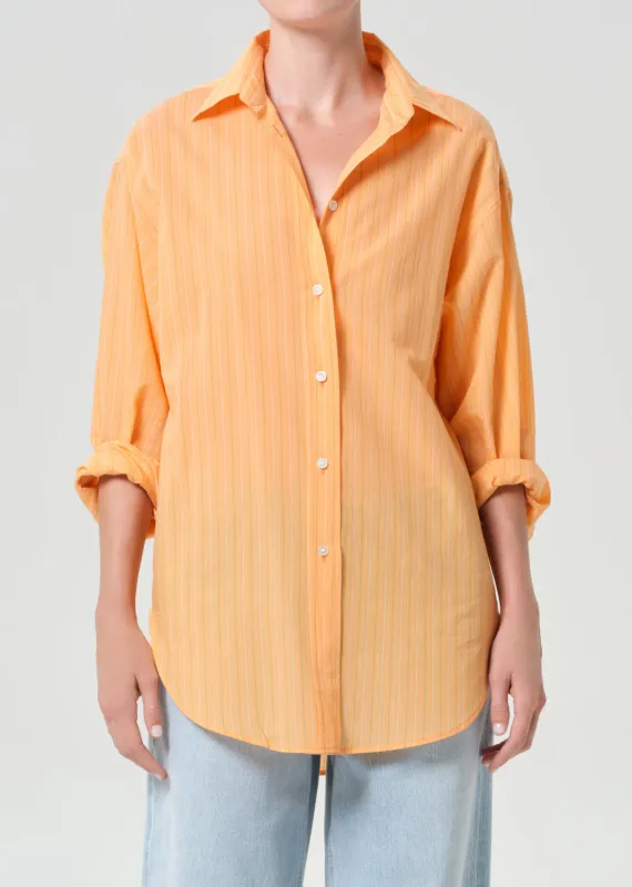 Sona Shirt in Fontana Stripe/Orange Soda made by Agolde