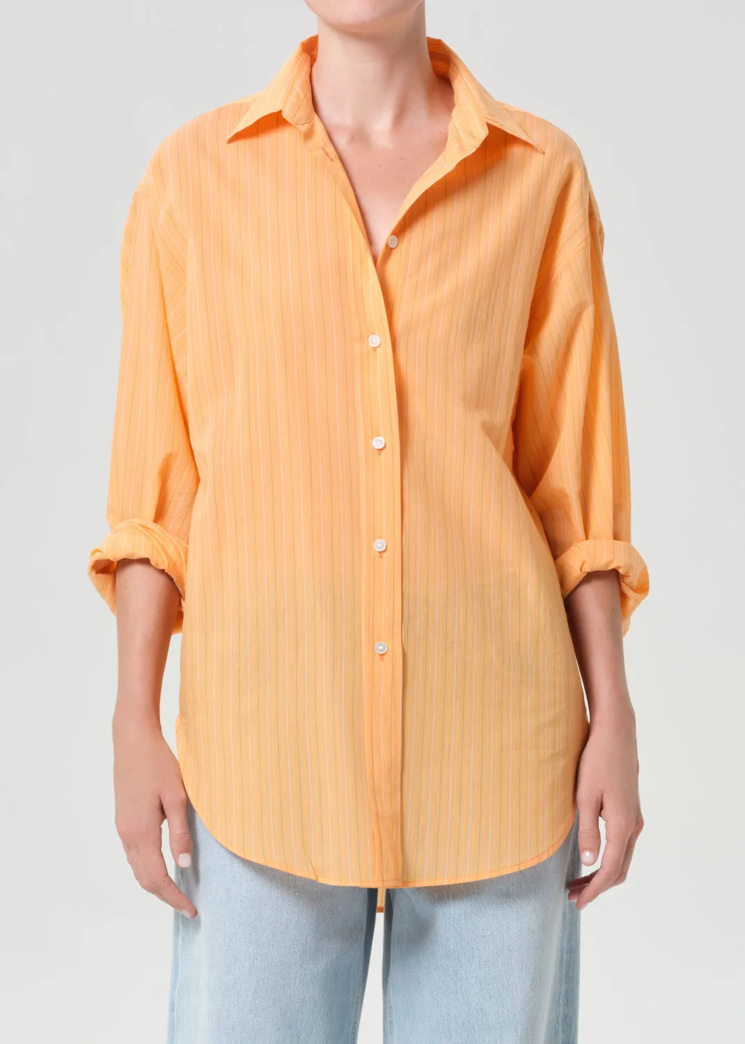 Sona Shirt in Fontana Stripe/Orange Soda sold by Agolde