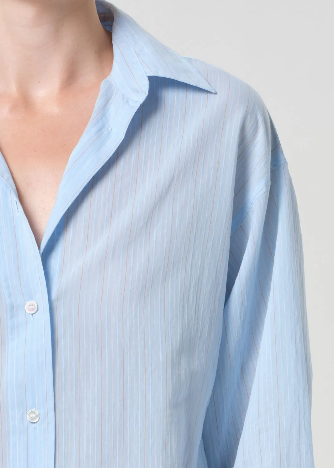 Sona Shirt in Fontana Stripe/Powder Blue sold by Agolde product image thumbnail 5