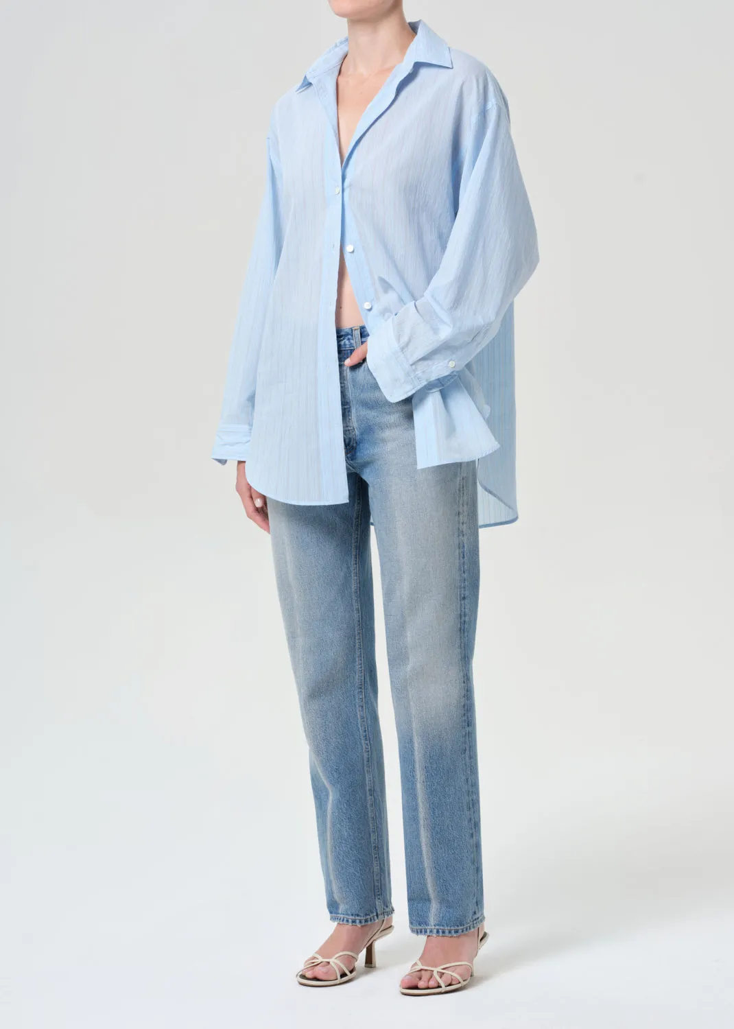 Sona Shirt in Fontana Stripe/Powder Blue sold by Agolde product image thumbnail 4